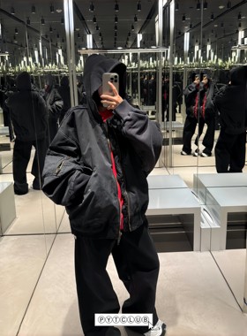 FW25 YOUNGYTKING Splice Bomber前后拼接连帽重磅棉服男女