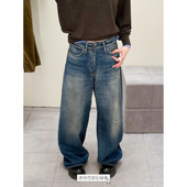 现货 FW25 小众手绘泼墨牛仔长裤 潮男女 YOUNGYTKING 1981AC风格