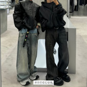 YOUNGYTKING 现货 CUT JEANS FW25 男女 假两件双腰拼接牛仔裤