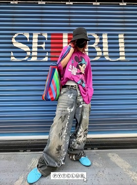 FW25 YOUNGYTKING BY DEMNA BaggyJeans涂鸦泥染牛仔裤男女