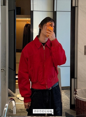 SS25 YOUNGYTKING Canvas Jacket镂空三角红色帆布夹克男女