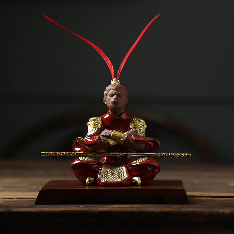 憨匠先生斗战胜佛摆件紫砂茶宠齐天大圣美猴王孙悟空金箍家居陶瓷