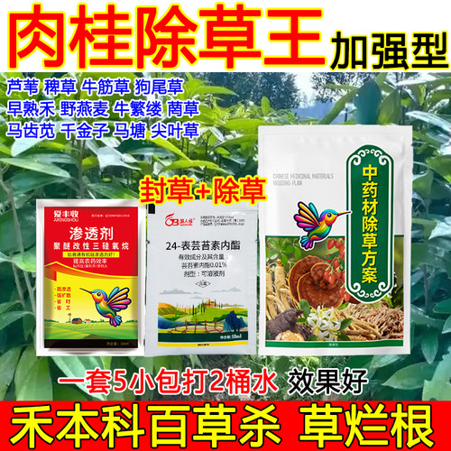 肉桂除草剂肉桂田除草剂杂草烂根不伤药材狗尾草牛筋草烂根除草剂