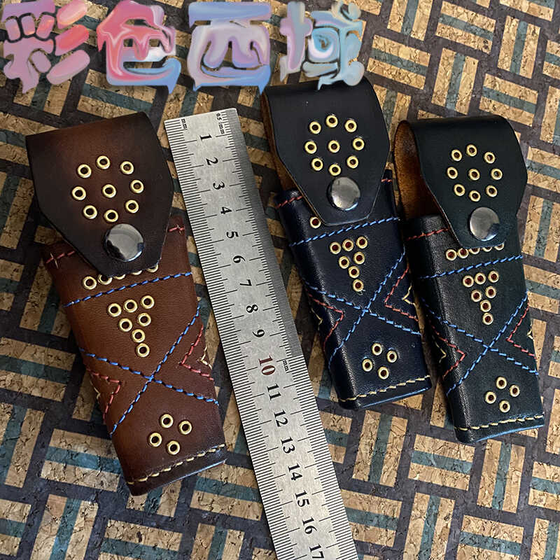 刀苑阁真牛皮腰带挂件折叠刀皮套