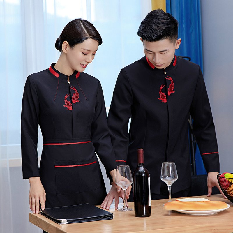 高端中餐厅新品服务员长袖酒店工作服女火锅饭店餐饮