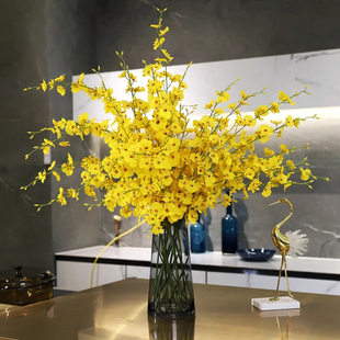 饰 德国仿真干花轻奢摆件高级客厅餐桌高档摆设黄色迎春假花卉装