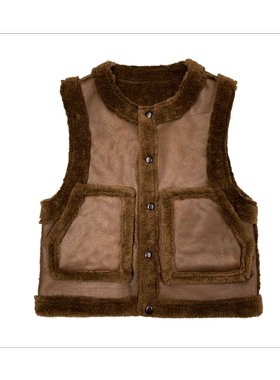 25秋冬Kblc环保皮毛一体复古游牧风加厚麂皮绒复合羊羔绒马甲