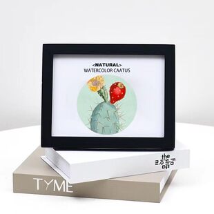 享乐自营 小14寸 黑色 原木色 拼图相片保护框 白色 官方正版