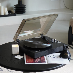 WhatPlus问加1900 深邃黑 桌面蓝牙LP黑胶唱片机留声机音响一体式