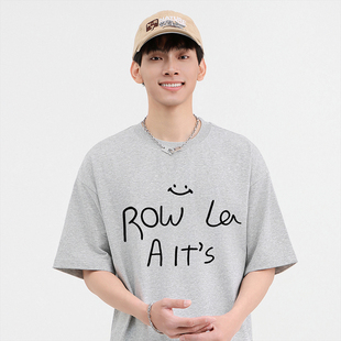 街头圆领t恤夏季 男纯棉280g重磅美式 2025新款 WAINOT浅灰色短袖