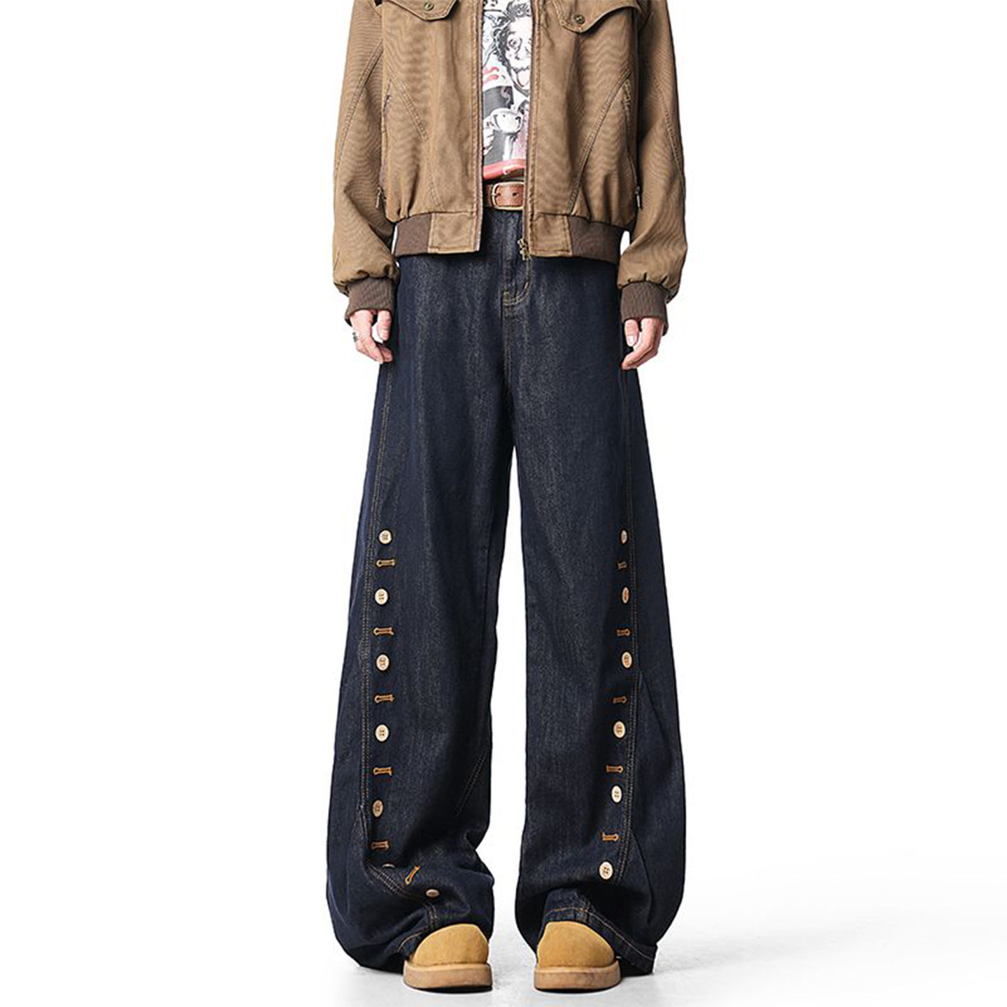 美式复古宽松休闲裤弯刀牛仔裤男