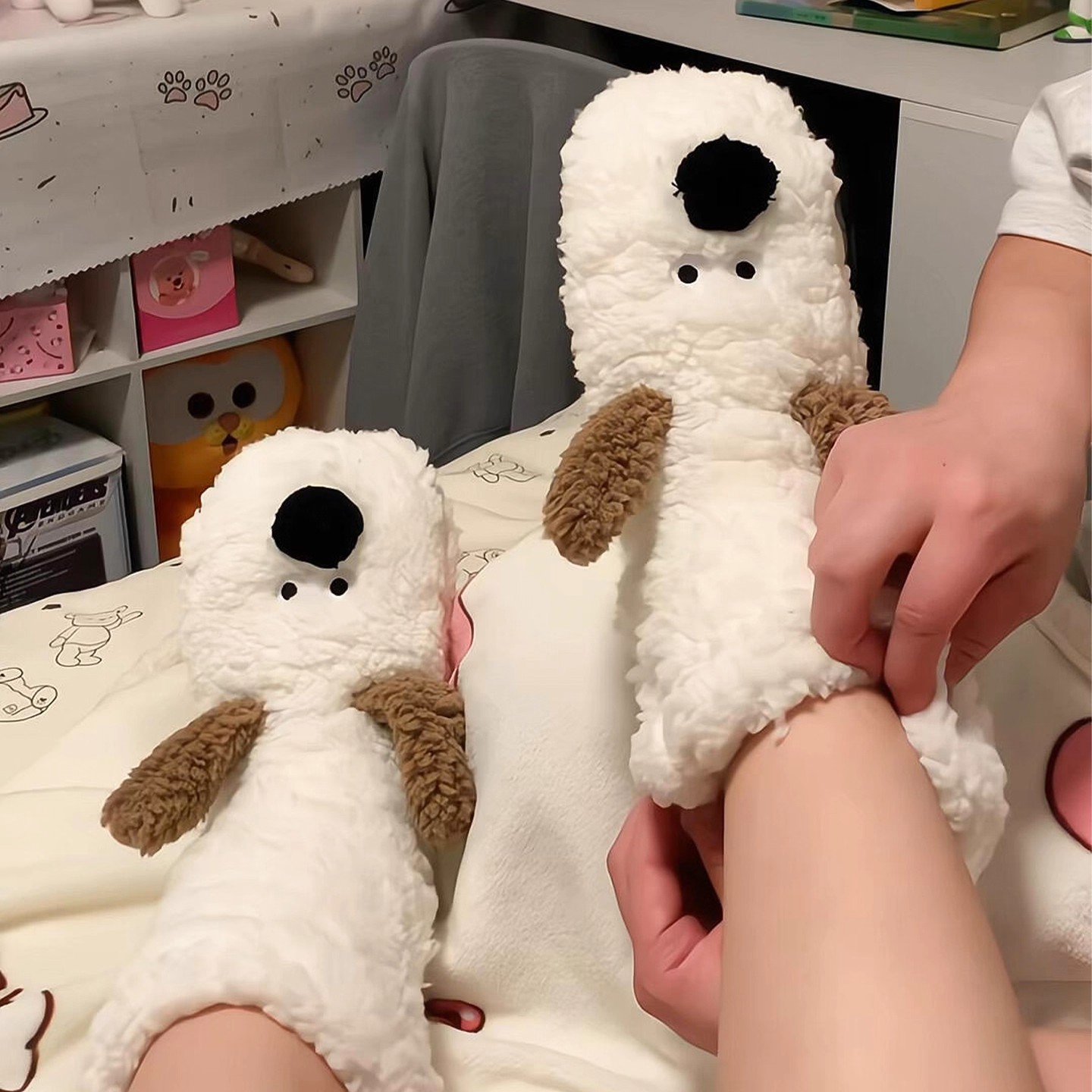 小狗毛绒中筒保暖地板袜女秋冬