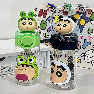 蜡笔小新水杯三福同款随行杯耐高温玻璃杯学生喝水杯子生日礼物Y