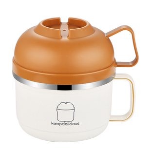 304不锈钢泡面碗饭盒碗带盖食堂打饭盆饭缸大容量快餐杯学生专用P