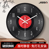 静音钟 时尚 高宅艺术唱片装 饰挂钟客厅简约背景墙时钟2026年新款