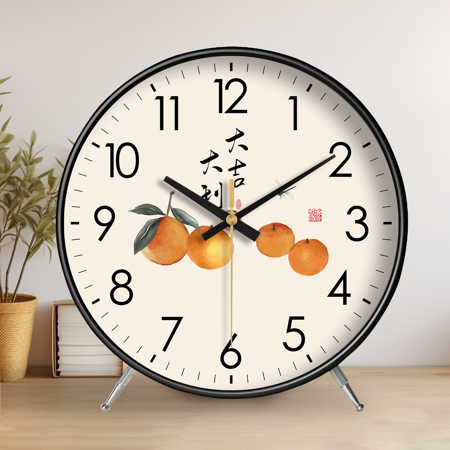 高宅大吉大利静音台式挂钟可摆可挂客厅桌面摆件钟表挂墙石英钟