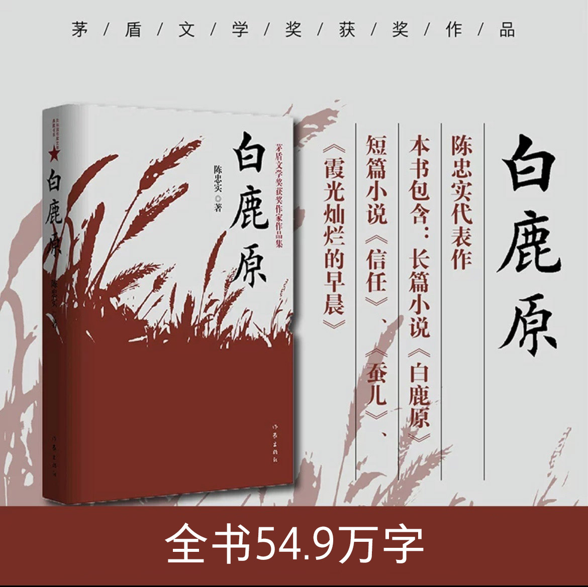 白鹿原无删节版正版54.9万字完整版原著陈忠实茅盾文学奖文学小说平凡的世界活着围城边城人生现当代文学书籍畅销书作家出版社-封面