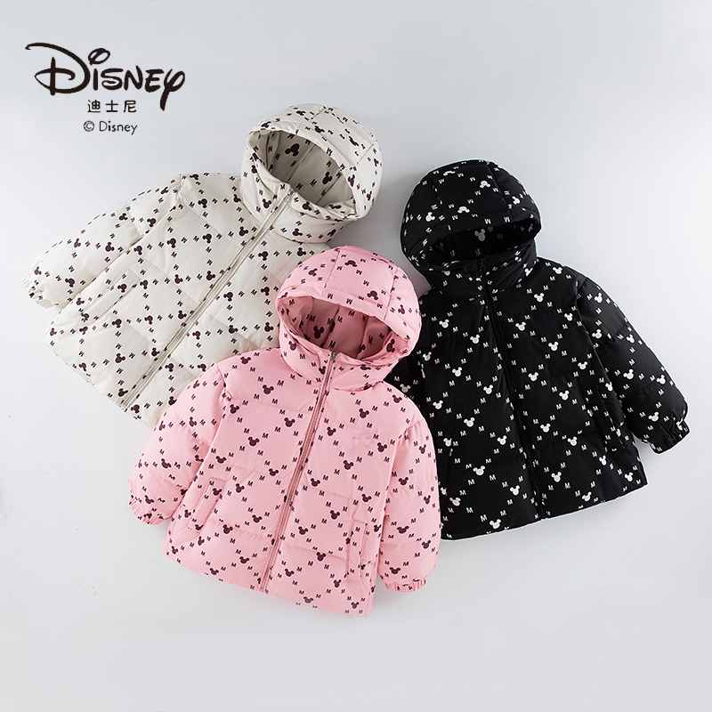 迪士尼儿童黑金羽绒服加厚白鸭绒