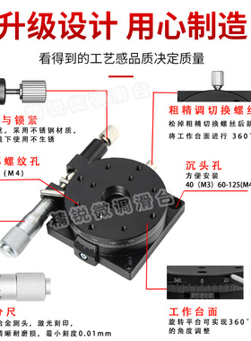 R轴旋转滑台RS /RPG/ELF01/CGZR位移微调平台手动角度分度盘360&d