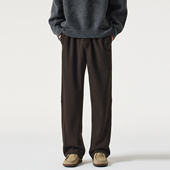 Kuvine秋冬季 宽松直筒松紧腰休闲裤 老钱慵懒风高级感羊毛西裤 男款