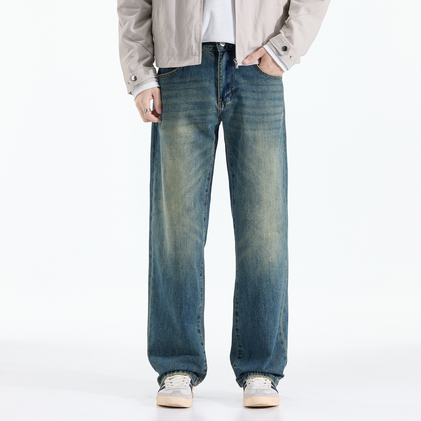 Kuvine秋冬牛仔裤男直筒