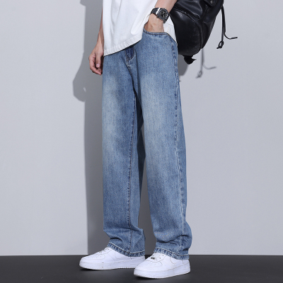 Kuvine美式水洗宽松阔腿牛仔裤男