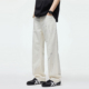 美式 复古泼墨米白色牛仔裤 男款 Kuvine春季 高街宽松cleanfit直筒裤
