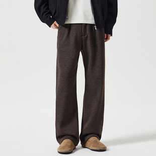Kuvine2025冬季新款羊毛西裤加绒加厚宽松直筒松弛风男士休闲裤子