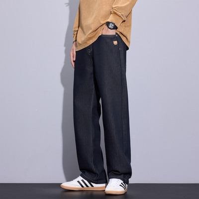 Kuvine美式复古宽松直筒牛仔裤男