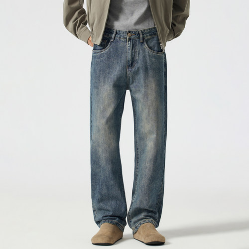 Kuvine美式高街复古水洗牛仔裤男