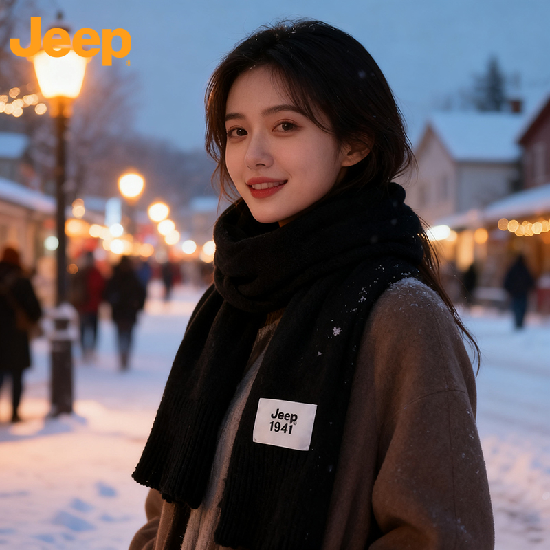 JEEP围巾女秋冬季纯色百搭高级感披肩加大加厚保暖高级感围巾情侣