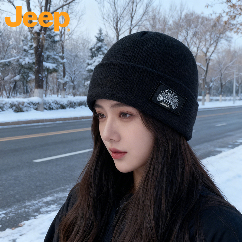 JEEP毛线帽子男女秋冬季大头围