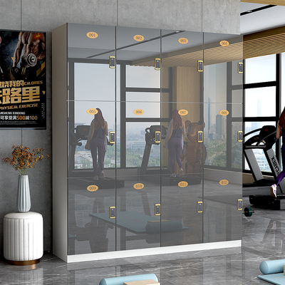 理发店健身房木质高光门更衣柜