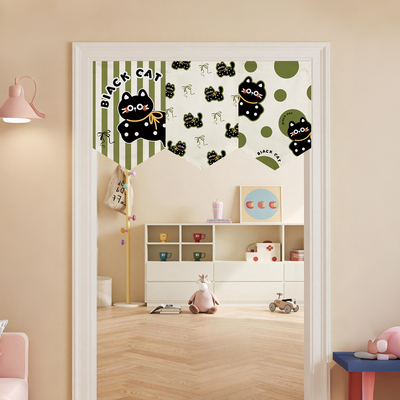 2025卡通三角旗帘厨房装饰半帘