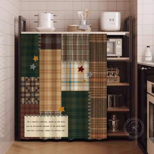 美式复古柜子遮挡帘鞋柜置物架防尘布帘无门衣柜橱柜杂物遮丑帘子