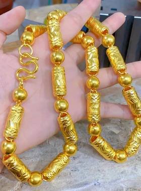 黄金包银项链男斜纹桶珠链子王铁锤包金工厂直发送男友送老公礼物