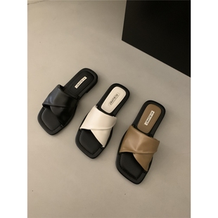 休闲沙滩鞋 新款 时尚 子 女鞋 海边拖鞋 平跟一字拖外穿凉拖鞋 2024夏季