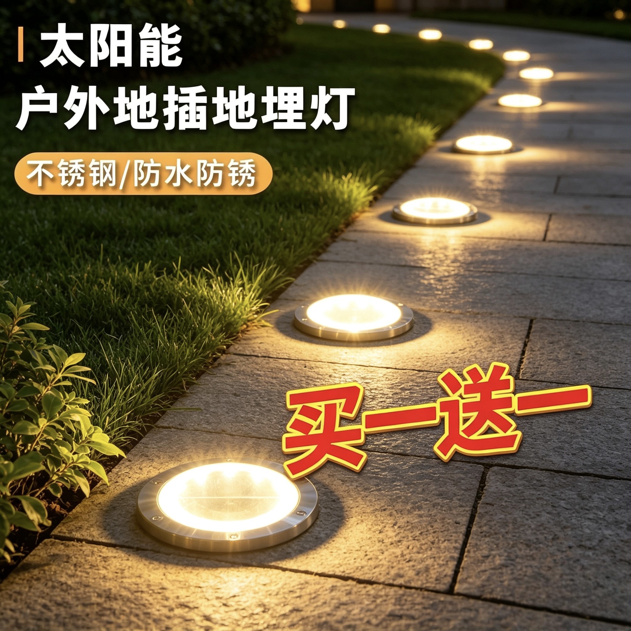 太阳能地插灯户外防水庭院草坪地埋灯家用花园景观光控氛围装饰灯