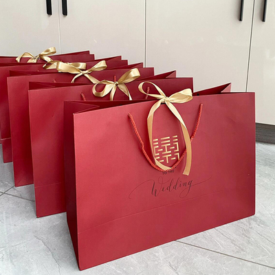 结婚手提袋陪嫁回礼红色礼品袋伴手礼高专用喜糖盒纸袋感级包装袋