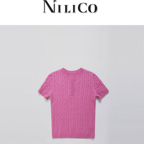 NILICO小麻花气质短袖针织上衣