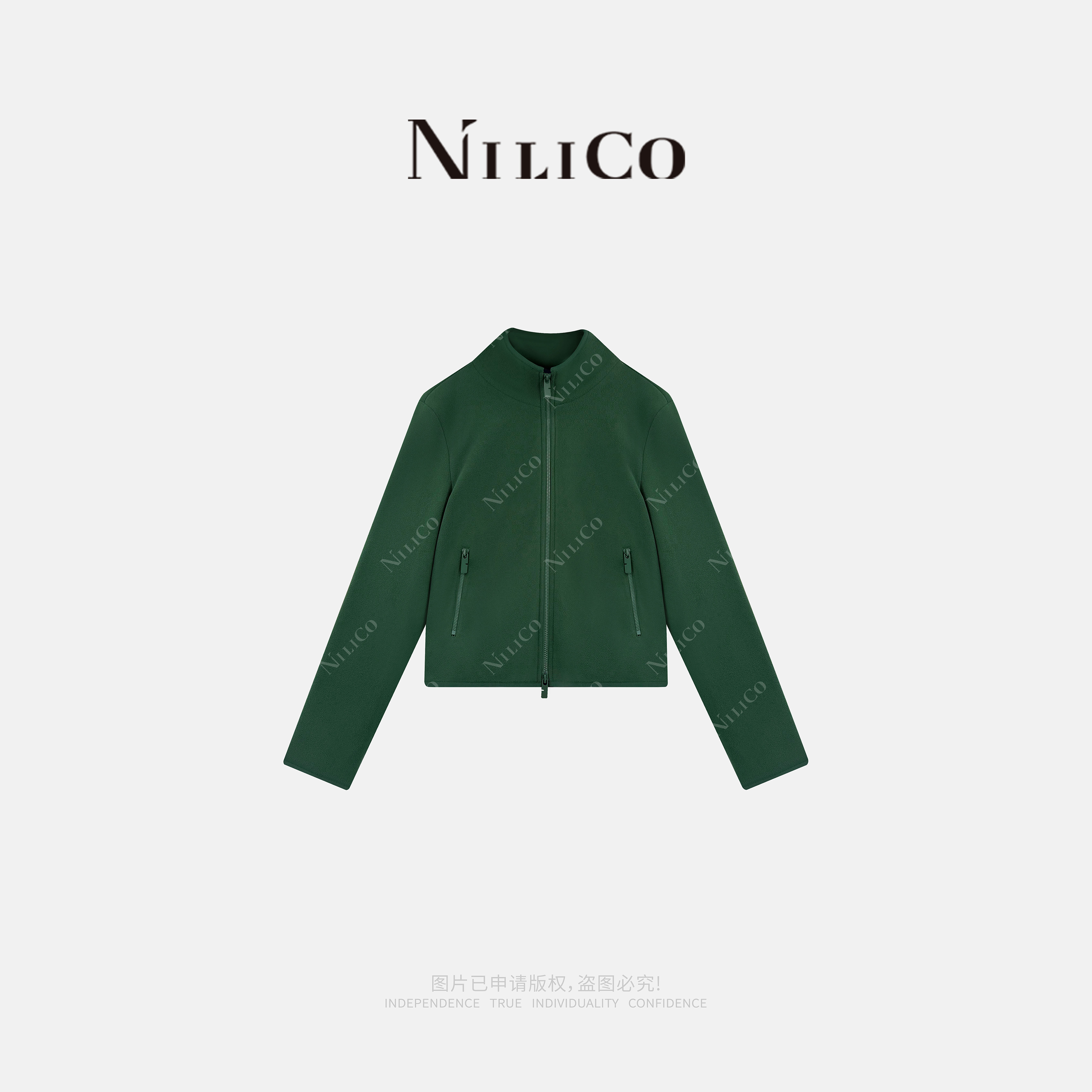 NILICO陈媚【冬日暖阳】短款立领摇粒绒修身夹克外套