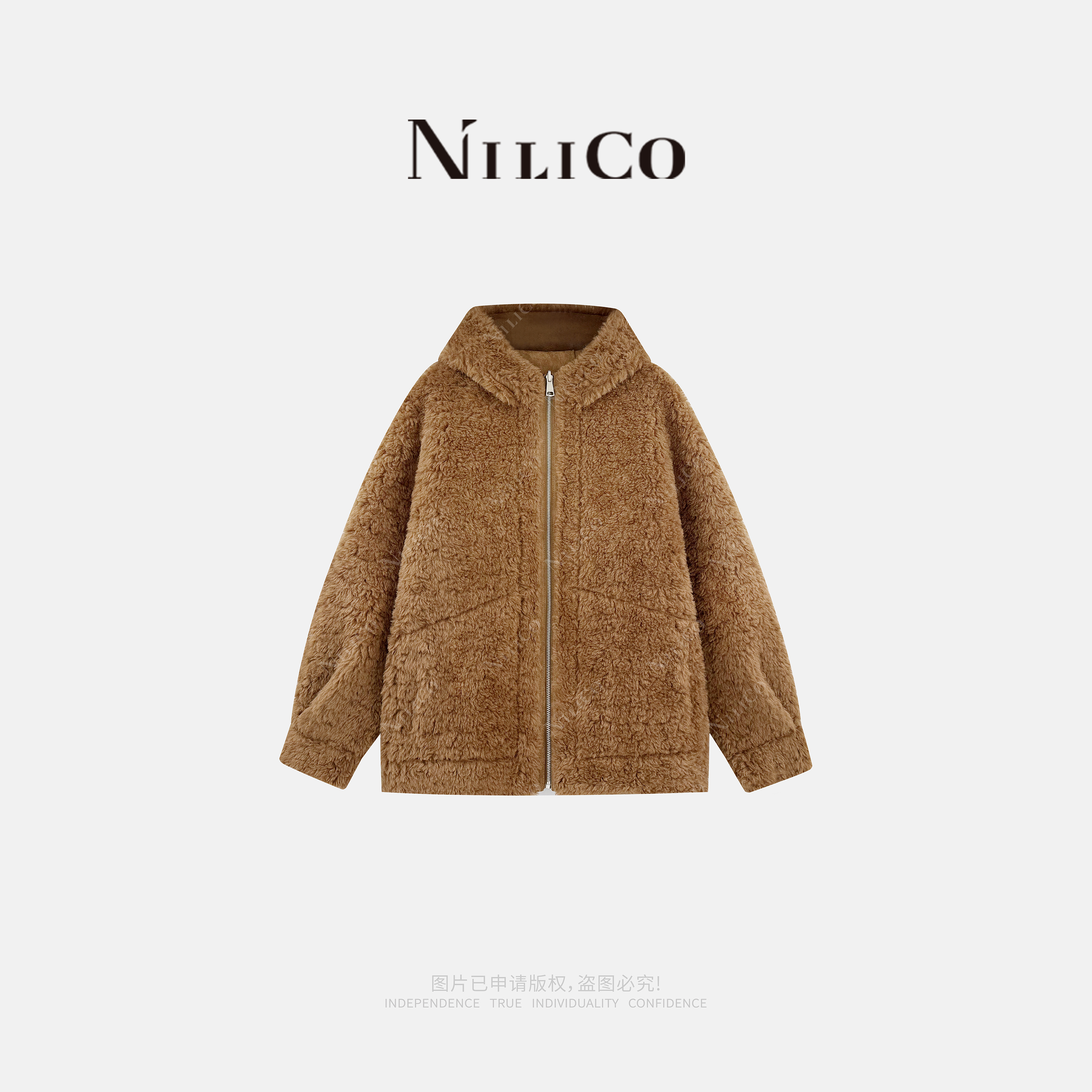 NILICO复古两面穿皮毛一体外套