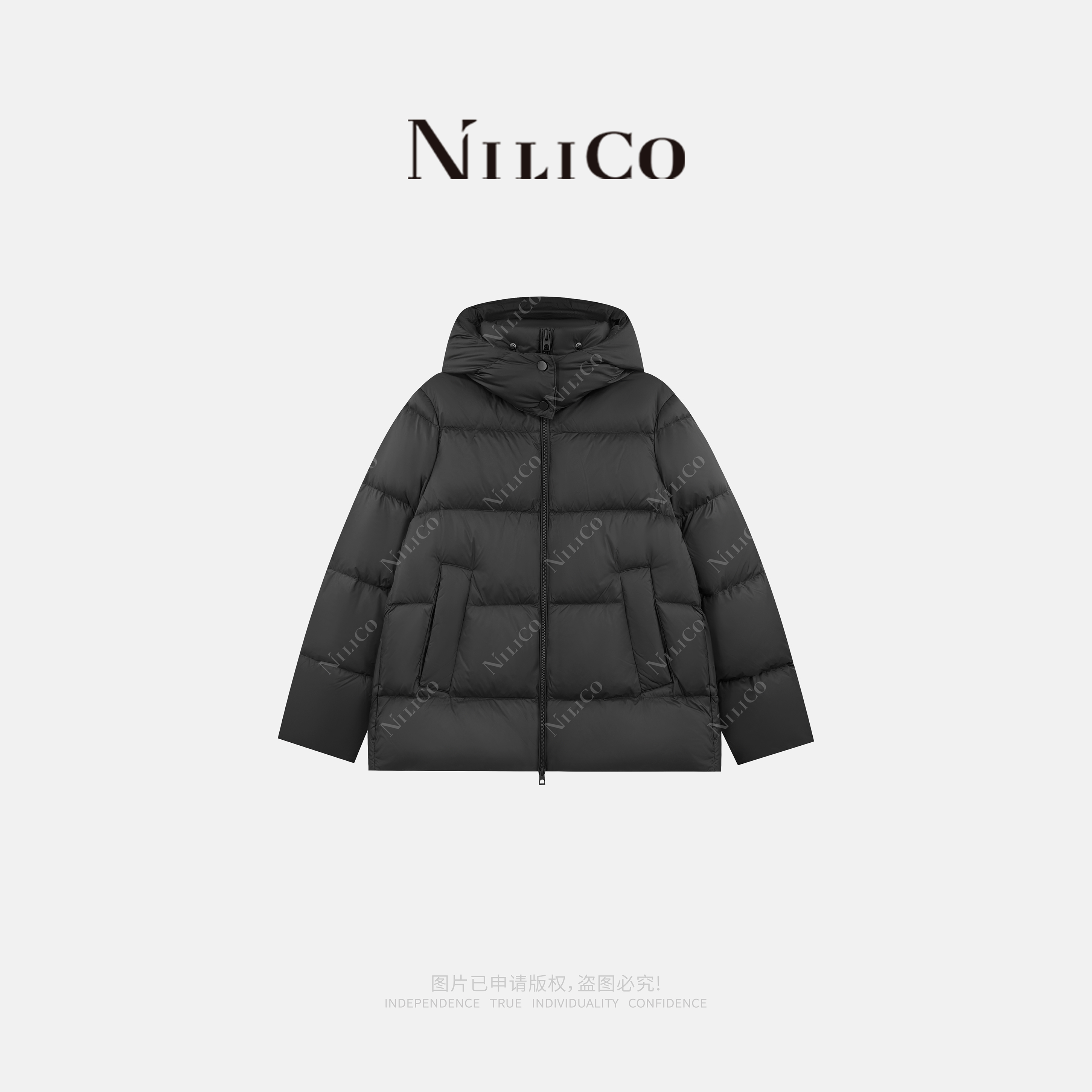 NILICO陈媚【羽众不同】三防龟背可拆帽加厚女鹅绒服