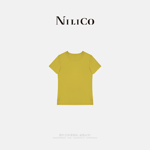 陈媚【达美人】小众纯色百搭休闲修身显瘦下摆开叉百搭T恤欧若风