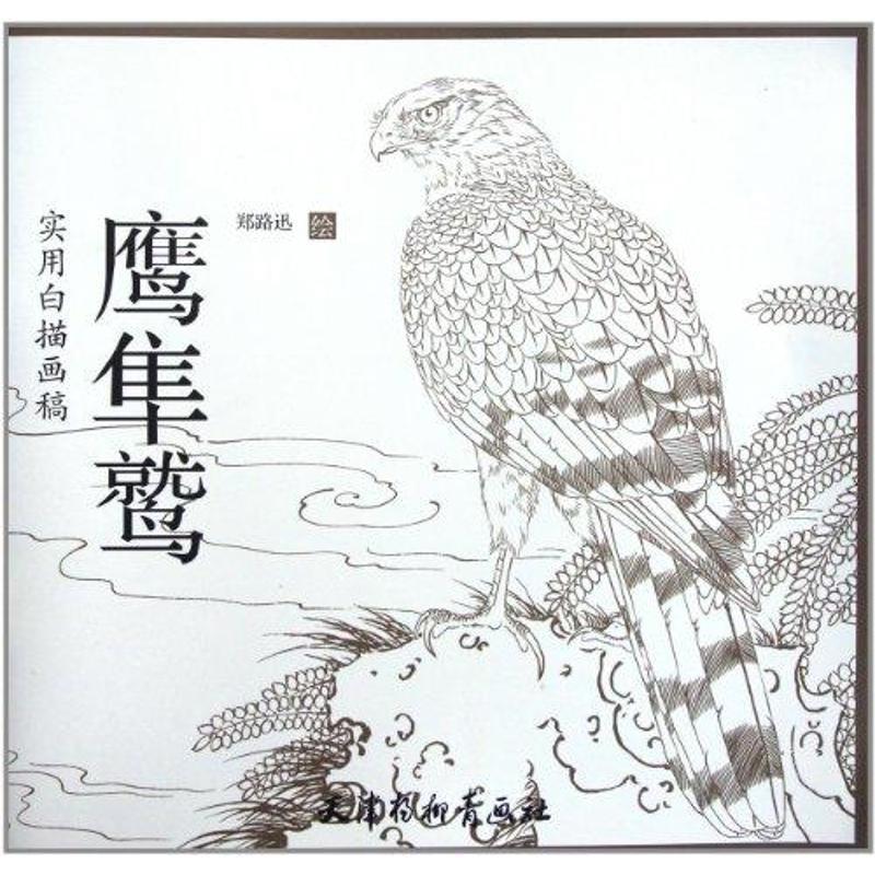 【正版书籍】 实用白描画稿-鹰隼鹫 郑路迅 绘 天津杨柳青画社