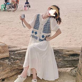 白色连衣裙夏装 裙 搭配一整套法式 绝美温柔风森系今年流行漂亮套装
