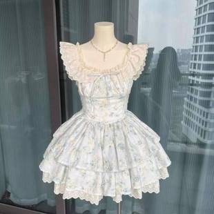 千金感收腰纯欲风公主蓬蓬裙 法式 甜美碎花小飞袖 连衣裙夏季 新款