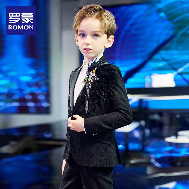 LUO MENG 호스트 모델 CATWALK 드레스 소년 정장 어린이 성능 정장 피아노 성능 정장 꽃 소녀