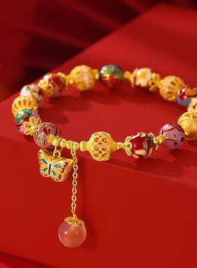 沙金珐琅彩十二花神手链女小众设计感轻奢高级感新中式手串送女友