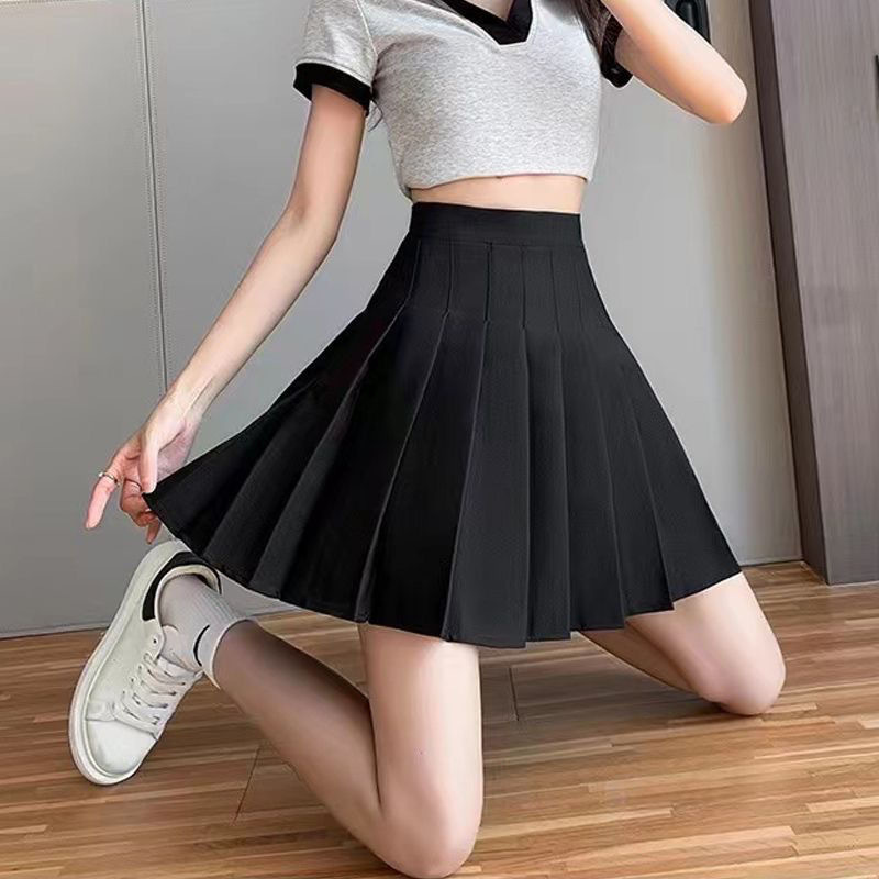 (加长+安全裤+拉链+纽扣）2024新款春夏季百褶裙JK制服裙子半身裙